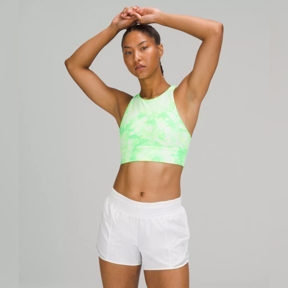 Lululemon Energy Bra High Neck Long Line Shibori Green Medium Support Size 4
